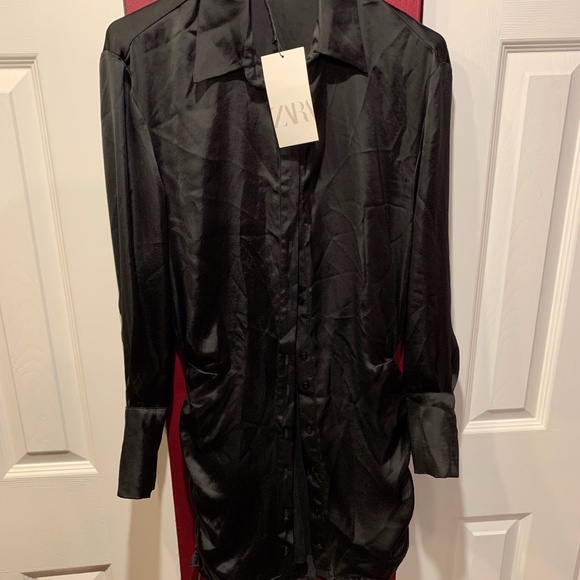 ZARA black button up dress NWT - Picture 2 of 2